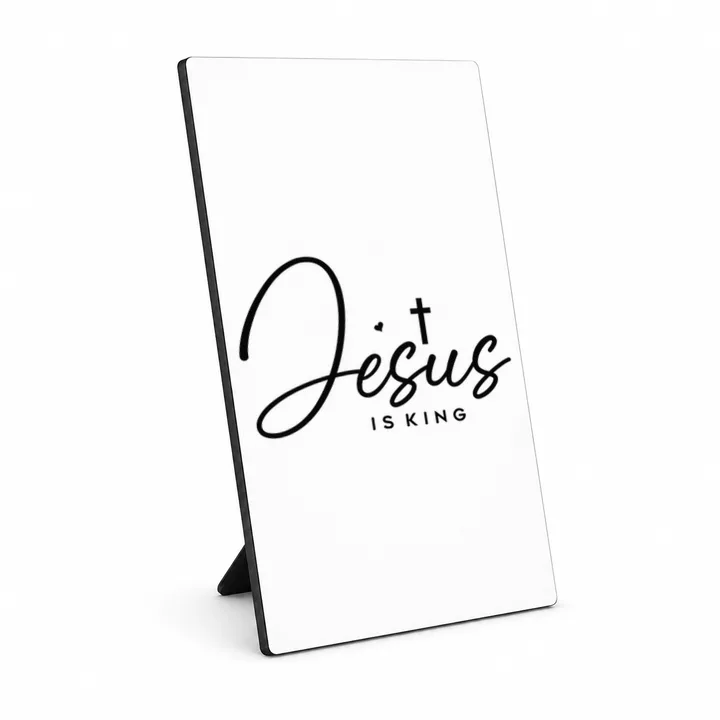 Jesus is King christelijk sublimatie fotopaneel met standaard