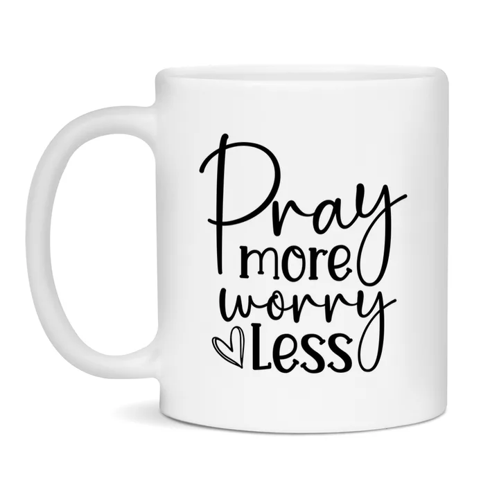 Pray More Worry Less mok – christelijke keramische mok
