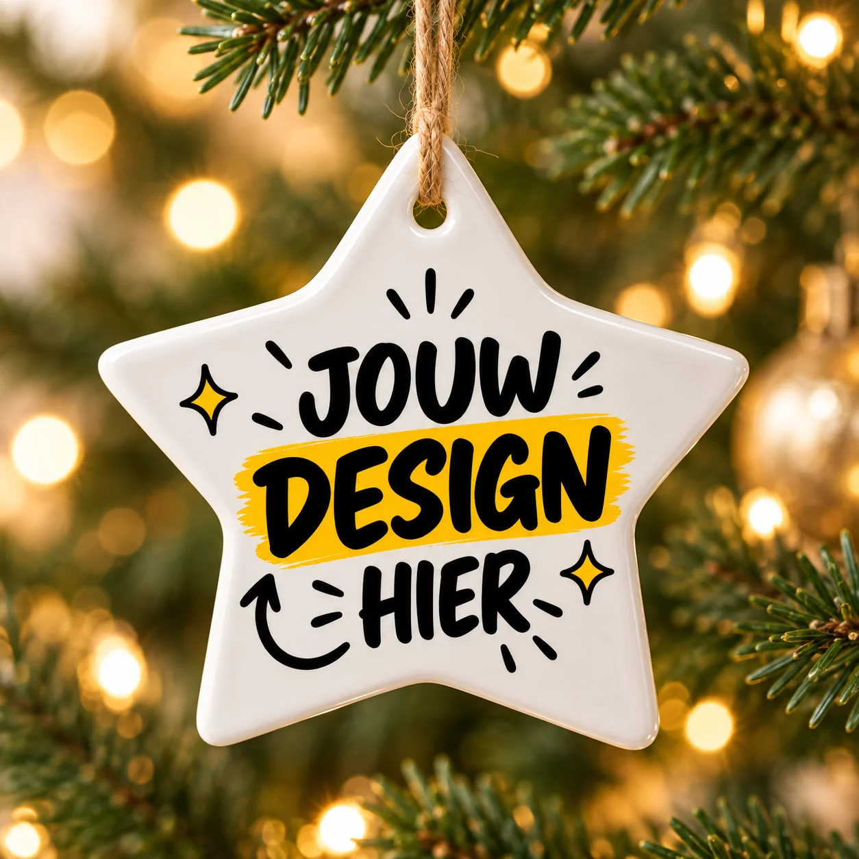 Je Eigen Kerstversiering Ster kerstornament van keramiek | Persoonlijk cadeau